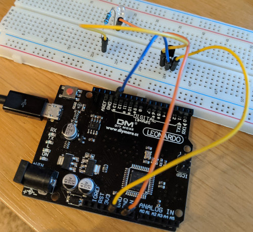 Breadboard set up with IR remote circuit